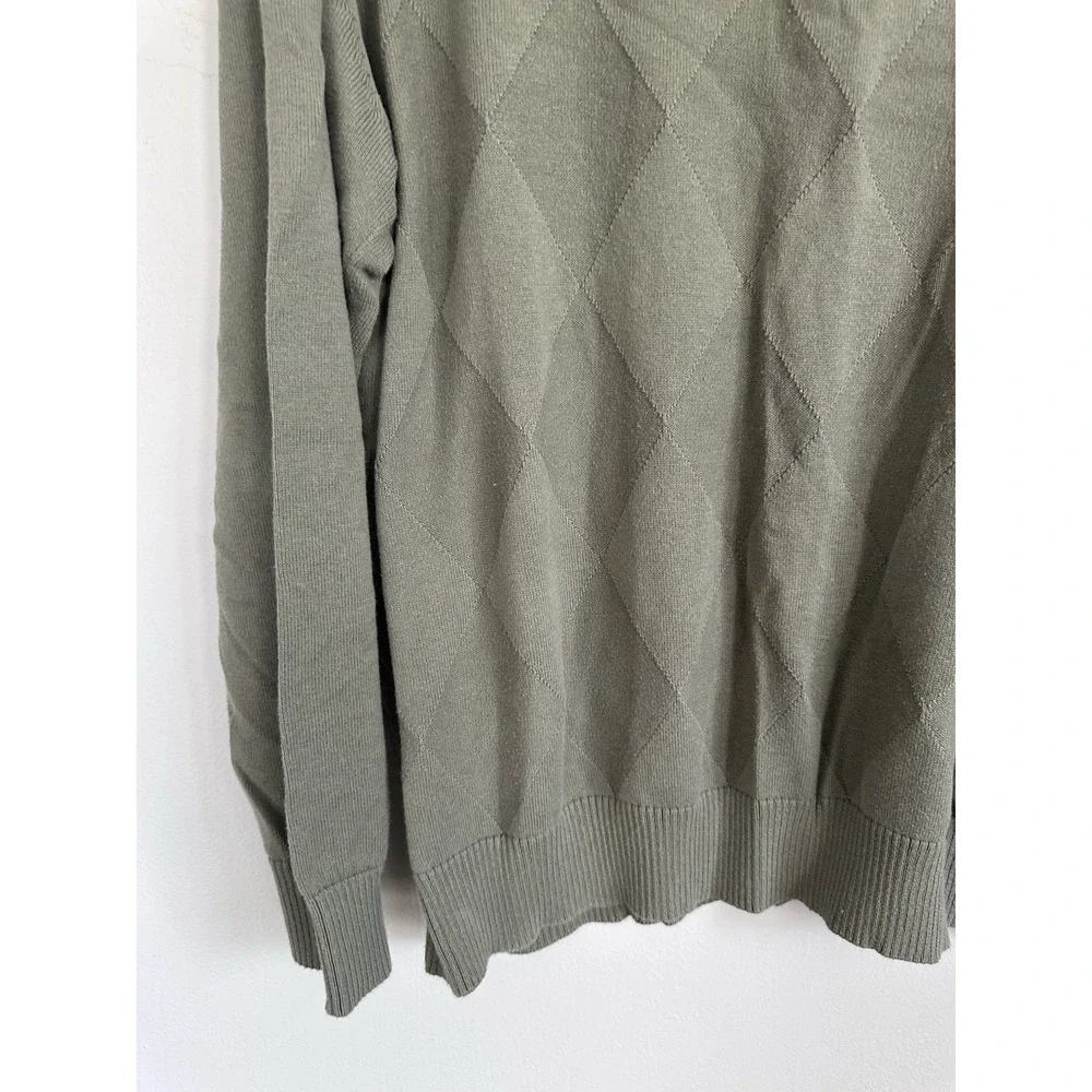 Vintage St. Johns Bay 90s Sweater Crew Neck 100% Cotton Olive Green Mens LARGE